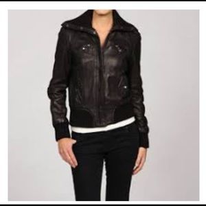 Michael Kors black leather XL bomber jacket